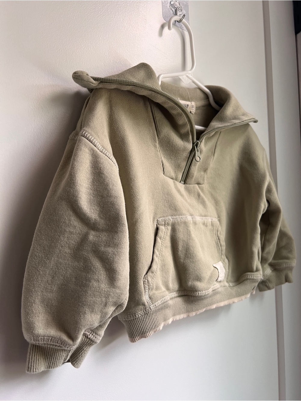 Rabbit Bear Organic 3T Sage Green Quarter Zip Pullover Sweatshirt